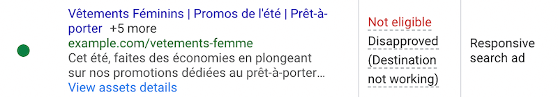 Google Ads et Google Search : page de destination inaccessible !