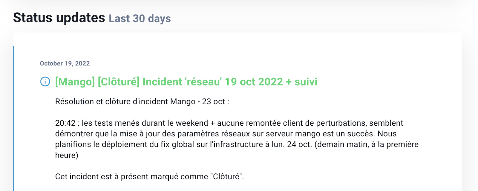 Exemple de Rapport d'incident de l'Hébergeur Web Premium cPanel EasyHoster avec support WordPress