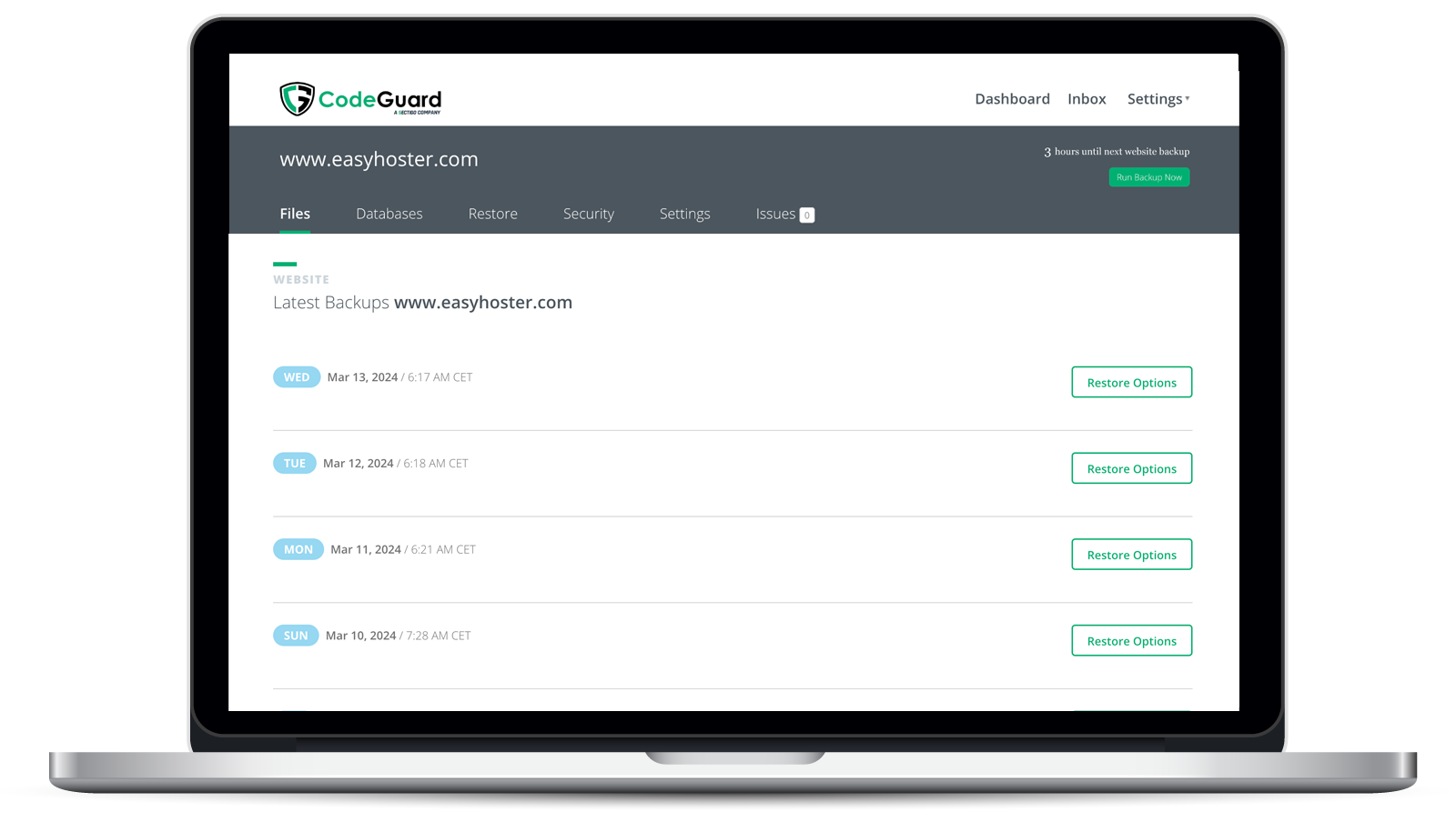 Vous pouvez aussi profiter de CodeGuard même si vous n'êtes pas hébergé chez EasyHoster